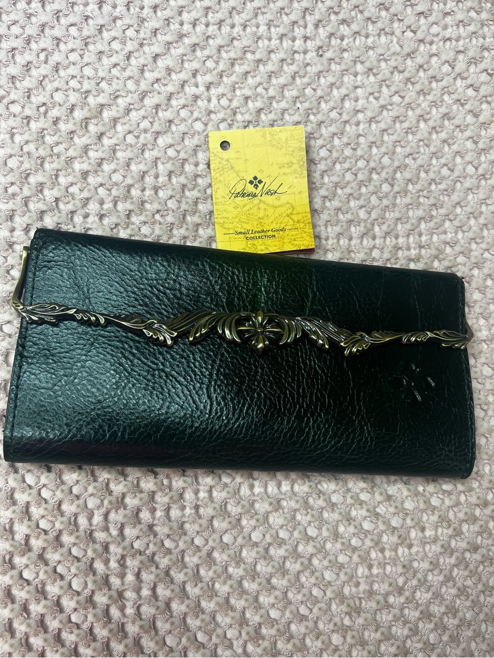 Patricia Nash Loxley Dark Green Leather Frame Clutch Wallet NWT $99